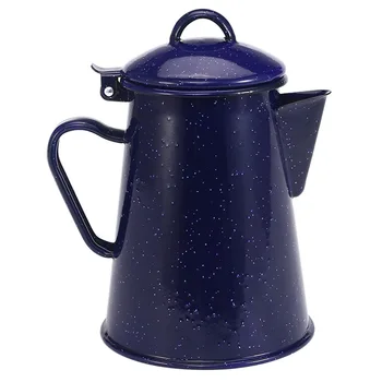 1,2 Л Емайл с кана за Кафе Ръчно чайник за варене на чай чайник за варене на чай, Ретро начало декор, Звездното небе, синьо Кана, инструменти за кафе