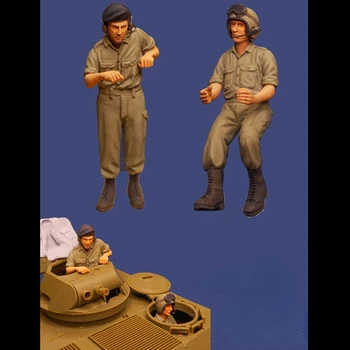 1/35 Фигурка от смола Model Kit II Австралийски Войници-танкист 2 на Човек (без Микрофон) Миниатюрна Статуетка В Разглобено формата на Неокрашенная