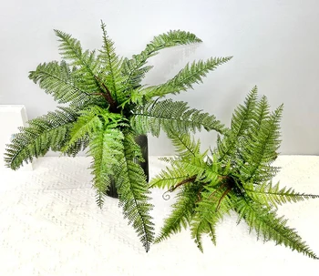 12 Глави изкуствени зелени растения с листа, които хубаво се чувстват ръце, Фотография Декорация на стените за растенията в изложбената зала на дома на
