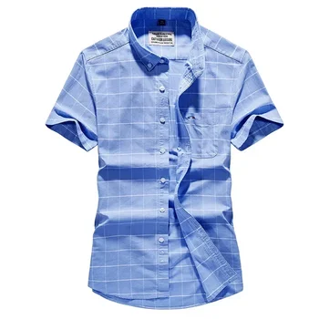 2023 Лятна нова мъжки клетчатая риза с къс ръкав Младежки моден тренд Голяма свободна ежедневни риза