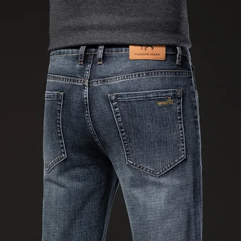 2023 Нови мъжки модни Директни пролетни дънки от еластичен памук Обичайните Бизнес Ежедневни панталони на Класически сини дънкови панталони за Мъже