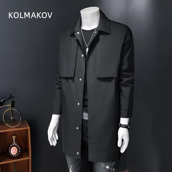 2023 пролетното модно палто, мъжки висококачествен тренч, есенни бизнес ежедневни якета за мъже, Мъжки дрехи пълен размер M-4XL FY107