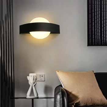 7 Watt Led Модерен прост Творчески Кръг на Квадратен Акрилни малка странична лампа за спални, хол, декоративен стенен лампа на заден план