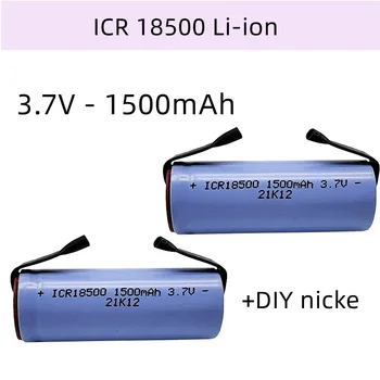 Batterie Li-Ion Rechargeable 18500, 3.7 V 1500mAh, légère et de grande capacité, + feuille de Nickel à faire soi-même