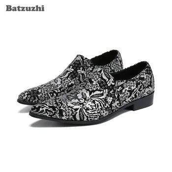 Batzuzhi/ Новост; Дизайнерски мъжки обувки; Кожени модела обувки с остър пръсти; Мъжки бизнес/вечерни и булчински обувки без стягане; Zapatos Hombre, US6-12