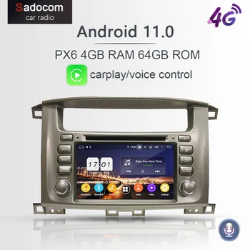 DSP PX6 2 din Android 11,0 Кола DVD плейър 8 GB оперативна памет ОТ 68 GB 8 ядра 8G автомагнитола 5,0 RDS авторадио GPS Карта за Toyota Land Cruiser 100