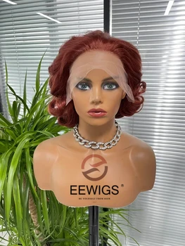 EEWIGS, Отклеенный перука Къса къдрава Коса, Богинята на темперамент, Синтетични перука от синтетични влакна, висока перука от естествена коприна