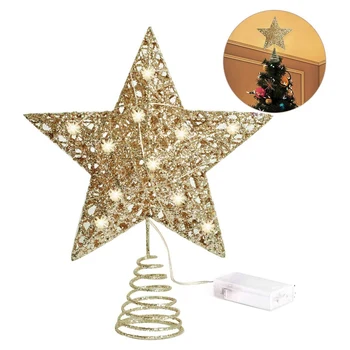 Led украса за Коледната елха, подпори за осветление, Коледна звезда, Нова елха с осветление, орнаменти във формата на петолъчна звезда
