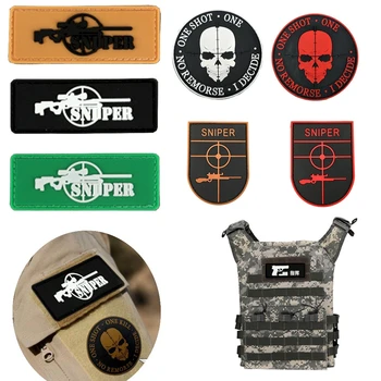 Sniper AWP Череп, 3D Бродирани PVC, светещи ленти с куки и вериги за дрехи, нарукавная превръзка, икона тактически боен дух на раницата
