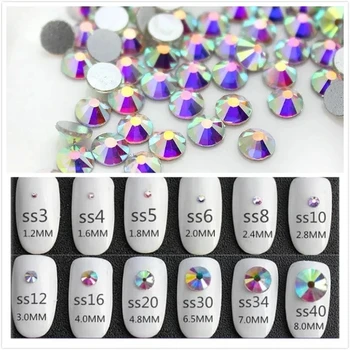 SS3-SS50 Кристално Стъкло За Дизайн на Ноктите Кристали се Смесва Размер Кристални Ноктите, Без Коригиране на Бижута, изработени От Планински Кристал