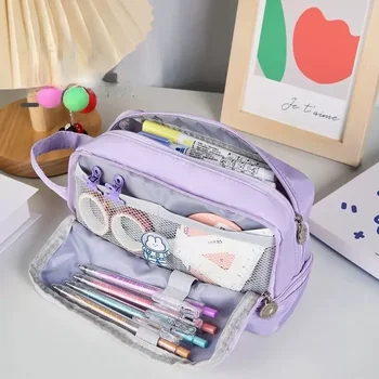 Голяма чанта голям за моливи Естетически ученически кутии за момичета Kawaii Чанта за канцеларски материали и Детски молив случай за писалки Учебни пособия за студенти