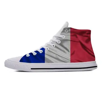 Горещо лято, Забавен Флаг на Франция, Популярна модни и ежедневни тъканта, обувки с висок берцем, най-новият мъжки И дамски маратонки-Класически обувки за украса