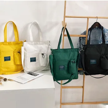 Дамски холщовая чанта Новия дизайн на мълния през рамо Дамски множество чанта за пазаруване с голям капацитет на Дамски чанти, за пазаруване от еко-плат