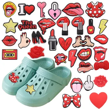 Добро Качество 1бр PVC Окачване За Обувки Секси Червени Устни Любовта Звездата на Сърцето Аксесоари, Украса За Детски Обувки Fit Croc Jibz САМ Party Gift
