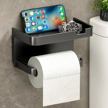 Държач за тоалетна хартия, Пластмасови рафтове за съхранение на кухненски кърпи / хавлии Поставяне на ролка хартия на стената на банята Съхранение телефон, Бутилки с подправки
