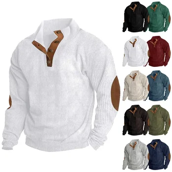 Есенно-зимни нови мъжки блузи, външни капаци, Вельветовые ежедневни пуловери с висока яка и дълги ръкави