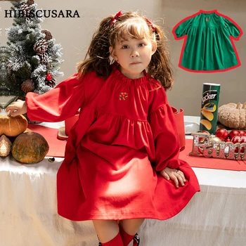 Есенно-Зимния Бархатное дрехи за Момичета, на Коледа, Детско Пищни Вельветовое Рокля С Дълги Ръкави, Червено-Зелено Празнична Коледна Рокля за момичета 1-6 Години