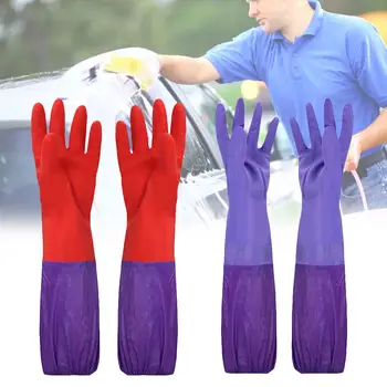 запазване на топлината гумени ръкавици с дълъг ръкав за миене на съдове в кухнята, за почистване на автомобили, водоустойчив домакински ръкавици за грижа за автомобила, ръкавици за почистване