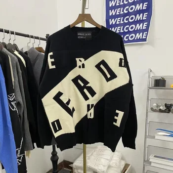 Зимен пуловер ERD голям размер, мъжки и женски пуловери в стил хип-хоп Kanye, дрехи, възли блузи с дълъг ръкав