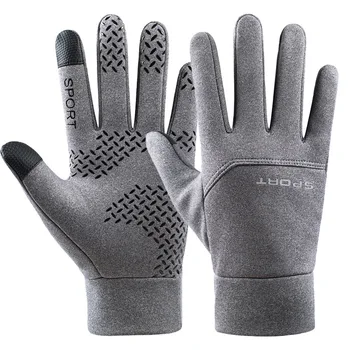 Зимните кадифени ръкавици за бягане със сензорен екран, мини, светлоотразителни, водоустойчиви дамски Топли мъжки ръкавици за спорт на открито с пълни пръсти