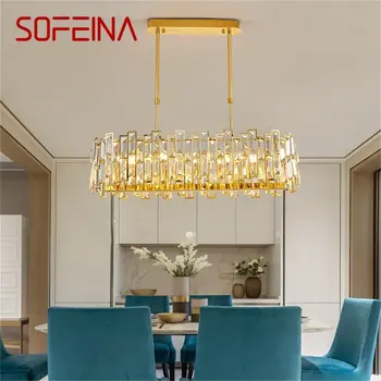 Златни полилеи SOFEINA, овална модерен окачен лампа във формата на клони кристал, домашен led лампа за декорация трапезария