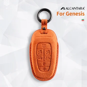 Калъф за ключове от кола от Алькантары Ключодържател Hyundai Genesis GV70 GV80 G90 2020 2021 2022 Аксесоари