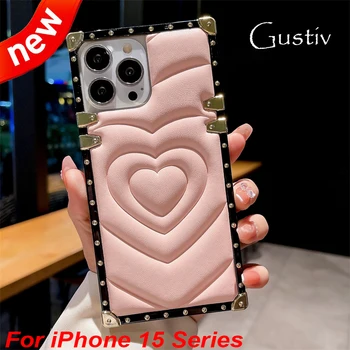 Калъф за мобилен Телефон iPhone 15 Pro Max 14 12 Mini PRO 13 11 XR XS X MAX 6s 7 8 Плюс Луксозна Делото от Мека Естествена кожа 3D Love Heart