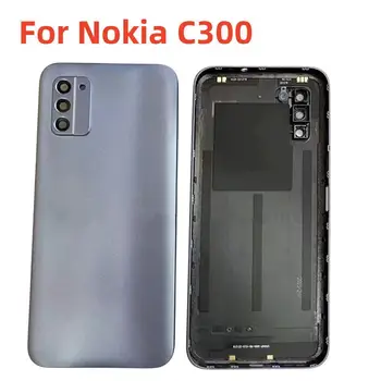 Капак на отделението за батерията, задната част на задвижваната корпус за Nokia C300, Задната част на кутията с логото на обектива на камерата, резервни Части за ремонт на