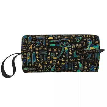 Козметични чанти с древнеегипетскими йероглифи, Египетски очите Планина, косметичка за тоалетни принадлежности, модни пътна чанта за съхранение в чантата си