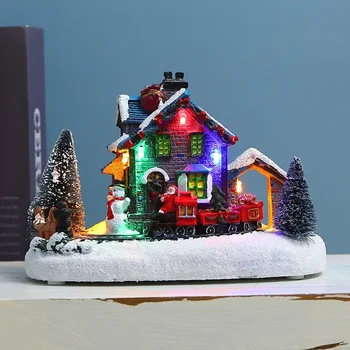 Коледна украса led светлини, снежната украса на дома, коледа, Коледни пейзажи, Светлинен украса на хижи, Коледен подарък