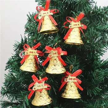 Коледна украса, Златни звънци, аксесоари, 6, 5 см, Украса за прозорци, Украса за Коледната елха, Висящи звънчета