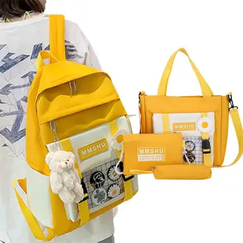 Комплект раници Kawaii, японската училищна чанта с голям капацитет, Естетичен раница Kawaii в стил Харадзюку, Определени