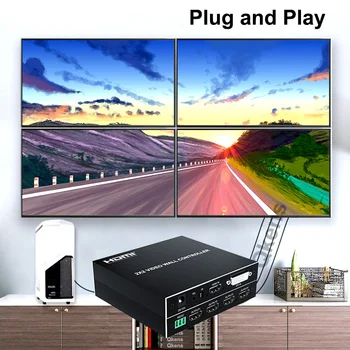 Контролер видеостены 2x2 HDMI 1080P 60Hz 1X2 1x4 дървен материал 1X3 2X1 3x1 с Многоэкранным процесор 4-Лентов ТЕЛЕВИЗИЯ-Стенен Видеосъемщик със завъртане на 180 °
