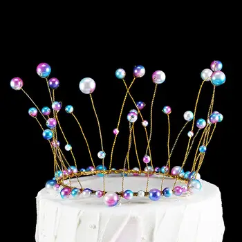 Короната на Принцеса, Topper за торта, Перли, украса торта, култивирани Перли, шапки, Инструмент за украса на сватбена торта, Topper за парти по случай рождения Ден