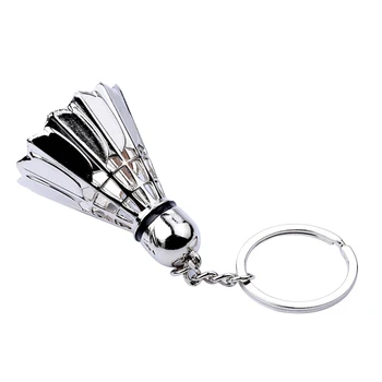 Креативна метална верижка за ключове за бадминтон триизмерен турнир по бадминтон сувенир, верижка за окачване на ключове спортна скъпа окачване