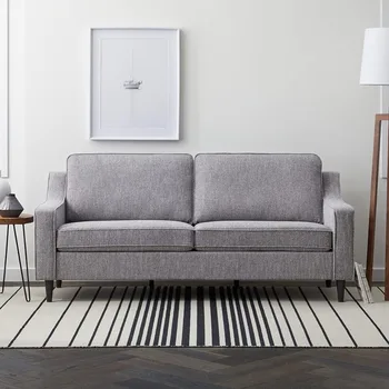 мека мебел за дневна, 3-местен диван със сива тапицерия - малка модерни мебели за хол, с мека мебел
