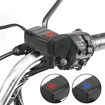 Мото аксесоари QC 3.0, адаптер цифров волтметър, за инсталиране в колата, бързо зарядно устройство за мотоциклет, двойно зарядно устройство, USB, ключ за включване-изключване на