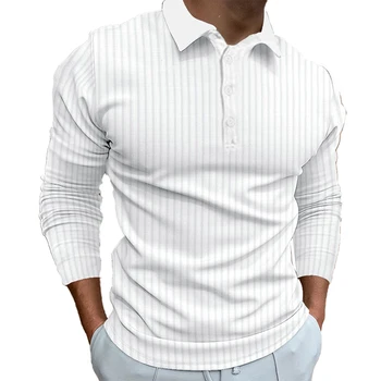 Мъжки t-shirt Мъжки спортни дрехи Sweetwear Тениска с ревера на горната пуговице и дълъг ръкав Мода с високо качество