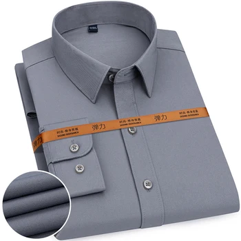 Мъжки стрейчевая риза голям размер, ризи с дълъг ръкав, приталенная бизнес и ежедневни облекла, мъжки модерен топ NS5735