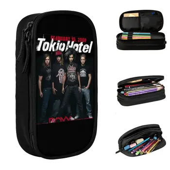 Нов Tokio Hotel Fanart Модни пеналы, молив случай, дръжка за студенти, чантата е с голям капацитет, ученически подаръци за студенти, канцеларски материали