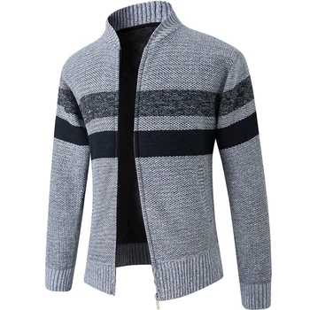 Нов модерен вязаный жилетка в райе, мъжки зимни мек вълнен плат топъл пуловер, сако, мъжки ежедневни вязаный пуловер, мъжки Фини жилетки