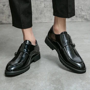Нова мъжка Луксозна Официалната обувки от Висок клас За Бизнес Срещи, Ежедневни Универсална обувки За Официални Партита, Удобни обувки Lefu с двойни копчета