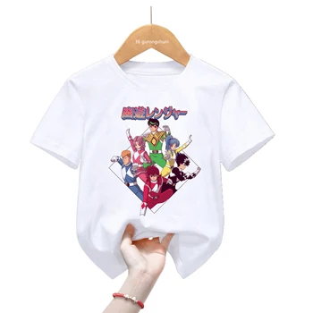 Нова тениска на Yu Yu Hakusho от забавни анимационни принтом, тениска Yuusuke Kazuma Kurama Hiei, детски дрехи за момчета и момичета, ризи с къси ръкави, топ