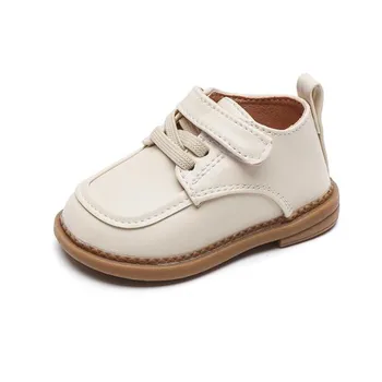 Нови Детски Обикновена Малки Бели Обувки Подметка С шнур Отпред, Леки Нескользящие Обувки от Краве Ребра За момичета