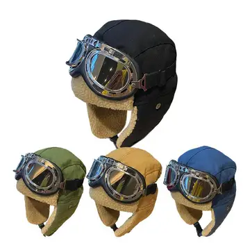 Нови зимни топли мотоциклетни шапки за мъже и жени, градинска ски велосипедна капачка, Пилотские шапки, Шапка-авиатор и защитни очила, аксесоари за костюми