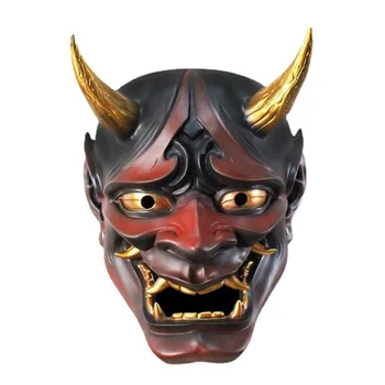 Новият японски Чудовище Дяволът Хання Но Демон Кабуки Те Самурай Маска от смола на цялото лице Подаръци за Хелоуин