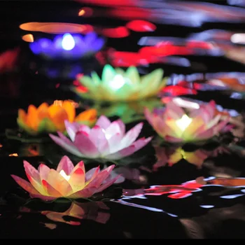 Плаващ Лотос Светъл Открит Басейн Водна Градина Цвете Led Лампа, Която Осветява Електронна Свещ