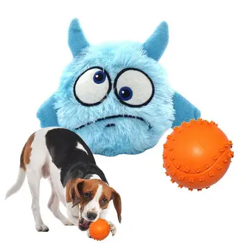 Плюшени кучета Интерактивни играчки Меки гумени играчки за почистване на зъбите на домашни любимци Устойчивост на укусам Скрипучая играчка-топка за кучета