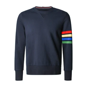 Пуловери в цветна ивица, модни маркови памучни ежедневни, спортни блузи, есенно-зимния пуловер с кръгло деколте, мъжки hoody