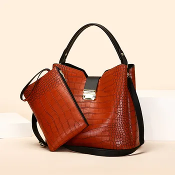 Ретро чанта с голям капацитет в европейския и американския стил, чанта през рамо с каменен модел, офис Женствена чанта през рамо с клатчами